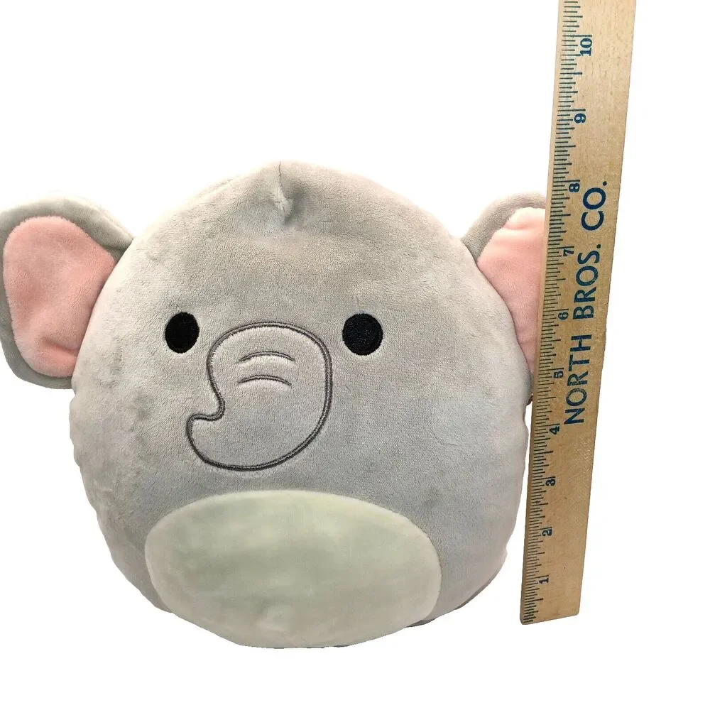 Squishmallows Mila the Elephant Gray Pink Ears Black Embroidered Eyes 8 in